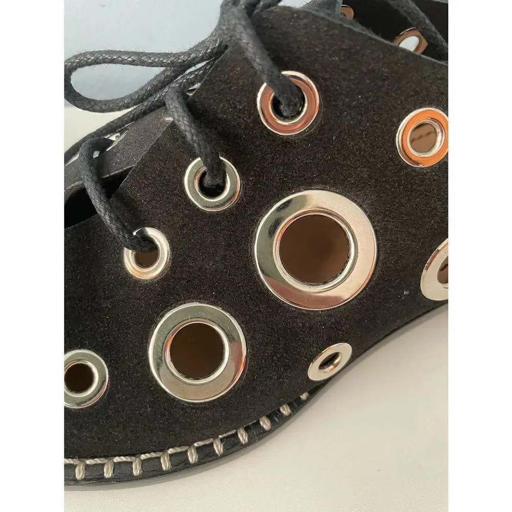 Proenza Schouler Circle Grommet Black Suede shoes 37 1/2